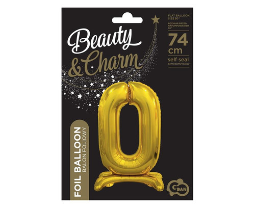 Foil Balloon Number 0 Standing, gold, 74cm