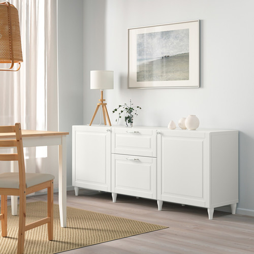 BESTÅ Storage combination with drawers, white, Smeviken/Kabbarp white, 180x42x74 cm