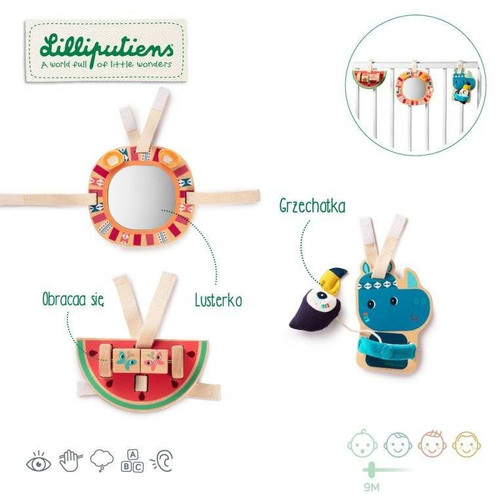 LILLIPUTIENS Set of wooden pendant toys Rhinoceros Marius 9m+