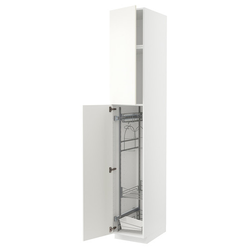METOD High cabinet with cleaning interior, white/Vallstena white, 40x60x240 cm