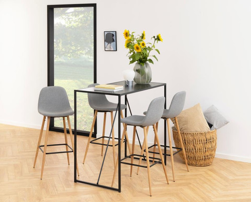 Bar Stool Wilma, light grey/oak