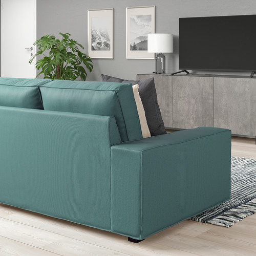 KIVIK Corner sofa, 5-seat w chaise longue, Kelinge grey-turquoise