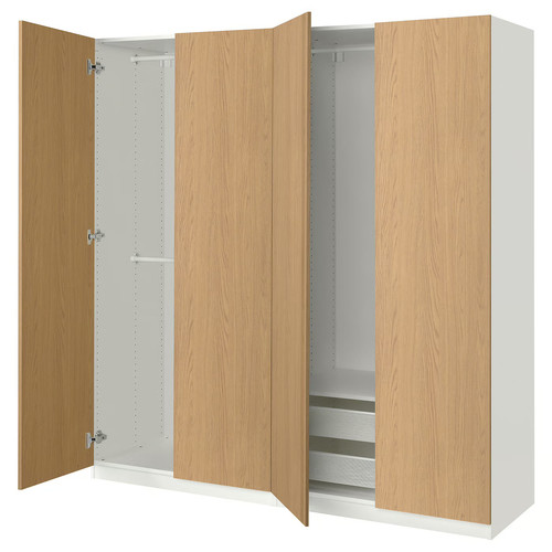 PAX / STORKLINTA Wardrobe combination, white/oak effect, 200x60x201 cm