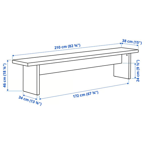 BERGSHYTTAN / BERGSHYTTAN Table and 2 benches, tinted effect birch veneer/tinted effect birch veneer, 240x93 cm