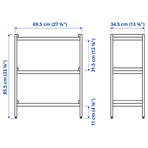 EKENABBEN Open shelving unit, aspen/white, 70x34x86 cm