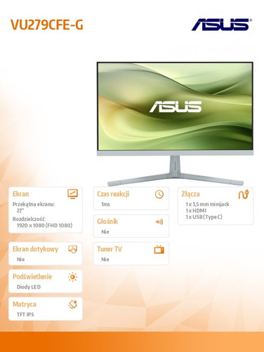 ASUS 27'' Monitor VU IPS 100Hz HDMI USB-C 15W VU279CFE-G