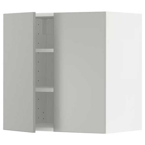 METOD Wall cabinet with shelves/2 doors, white/Havstorp light grey, 60x60 cm