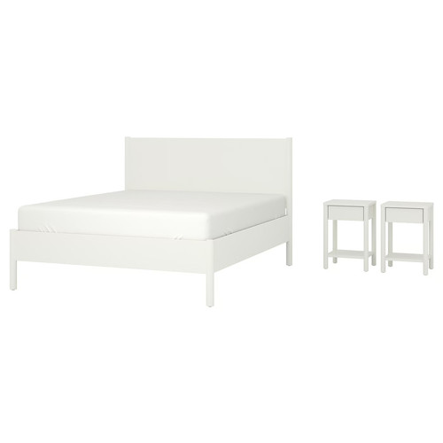 TONSTAD Bedroom furniture, set of 3, off-white, 140x200 cm