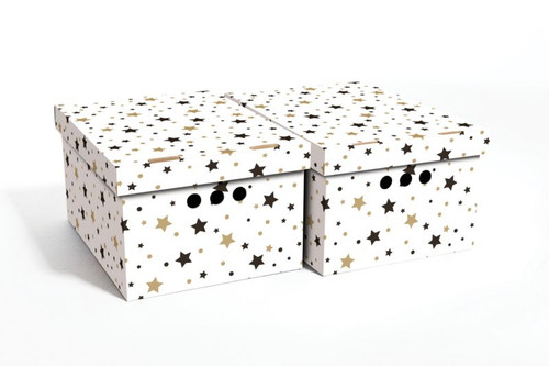 Decorative Christmas Storage/Gift Box A4, white, 2pcs