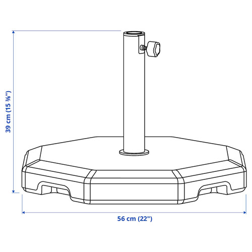 HUVÖN Parasol base, grey, 56x56 cm