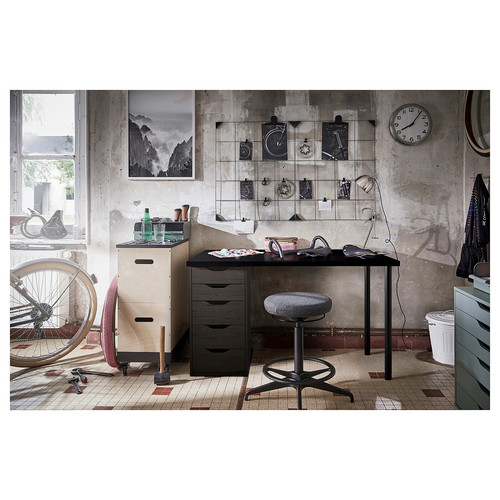 LAGKAPTEN / ALEX Desk, black-brown/black, 120x60 cm