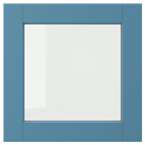 LERHYTTAN Glass door, blue, 40x40 cm