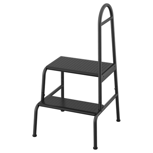 BÄSINGEN Step stool with handrail, 2-steps, anthracite
