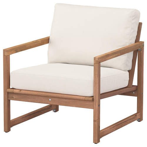 NÄMMARÖ Lounge chair, outdoor, light brown stained/Frösön/Duvholmen beige
