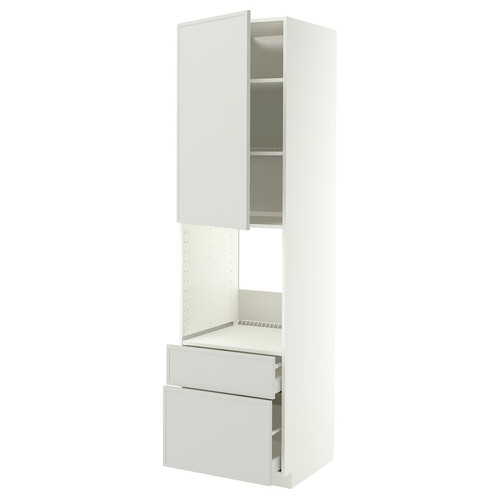 METOD/MAXIMERA Hi cab f ov w dr/2 frnt/1 m/1 h drw, white/Aspudden light grey, 60x60x220 cm