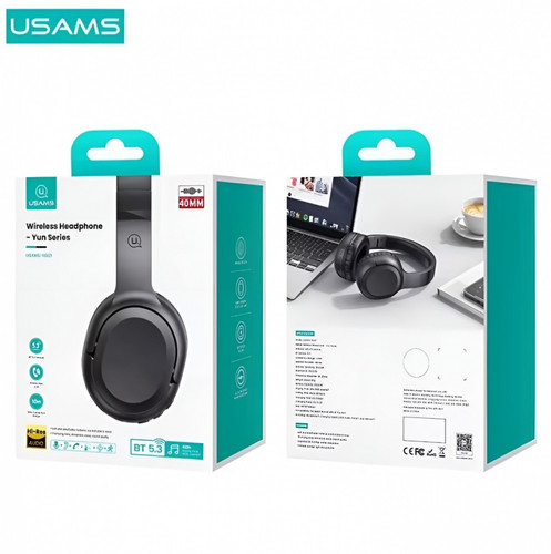 USAMS Headset Headphones Bluetooth 5.3 Yun Series, black