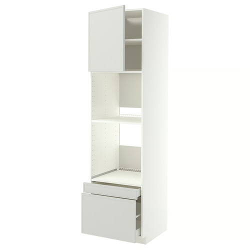 METOD/MAXIMERA Hi cab f ov/combi ov w dr/2 drwrs, white/Aspudden light grey, 60x60x220 cm