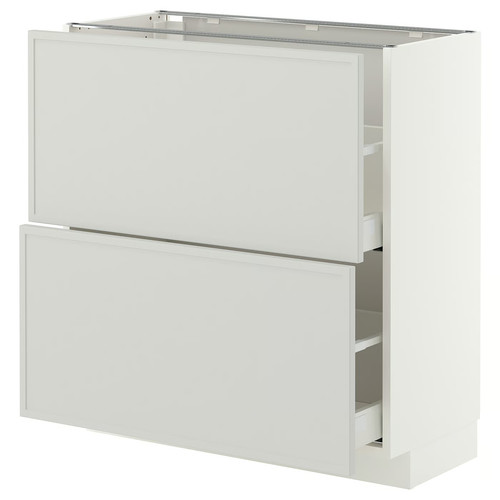 METOD/MAXIMERA Base cabinet with 2 drawers, white/Aspudden light grey, 80x37 cm
