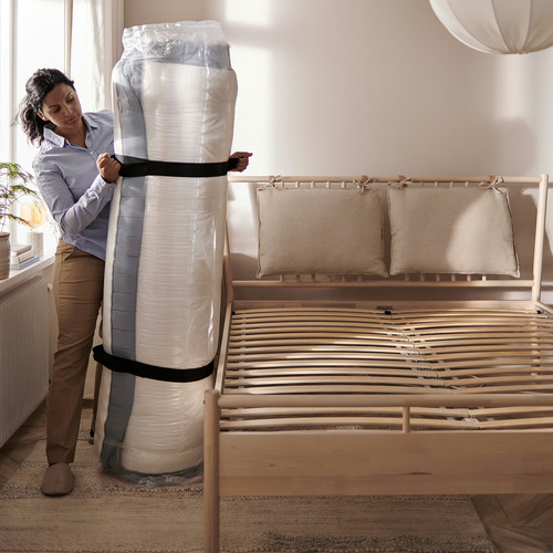 VALEVÅG Pocket sprung mattress, extra firm/light blue, 180x200 cm