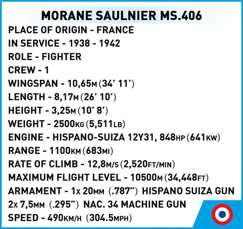 Cobi Blocks Morane-Saulnier MS.406 317pcs 8+