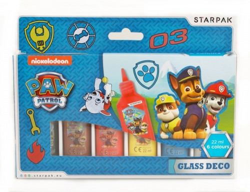 Starpak Glass Deco Paints 6 Colours x 22ml Paw Patrol