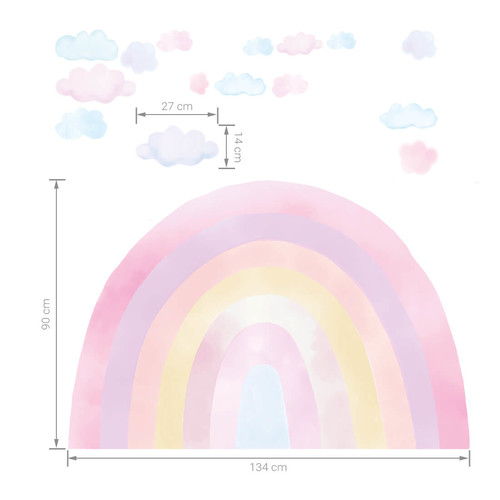 Wall Sticker Set 90x134cm - Rainbow Pink