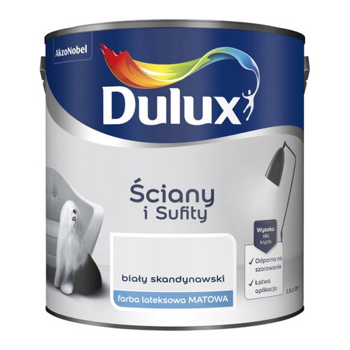 Dulux Walls & Ceilings Matt Latex Paint 2.5l Scandinavian white