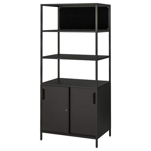 TROTTEN Cabinet with sliding doors, anthracite, 80x55x180 cm