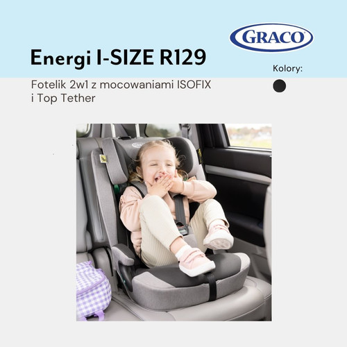 Graco Energi i-Size R129 2-in-1 Car Seat with ISOFIX and Top Tether, meteor