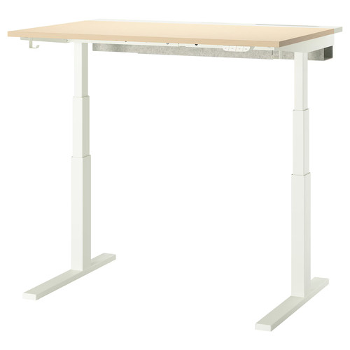 MITTZON Desk sit/stand, electric birch veneer/white, 120x80 cm