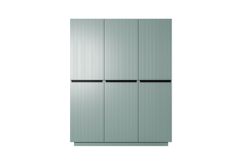 Wardrobe with Drawer Unit Nicole 150 cm, sage, black handles