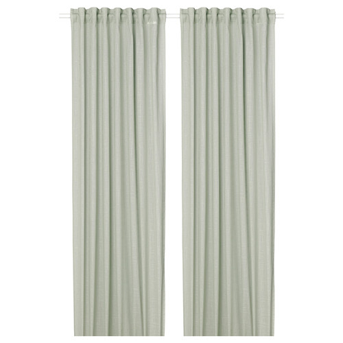 SILVERLÖNN Sheer curtains, 1 pair, light green, 145x300 cm