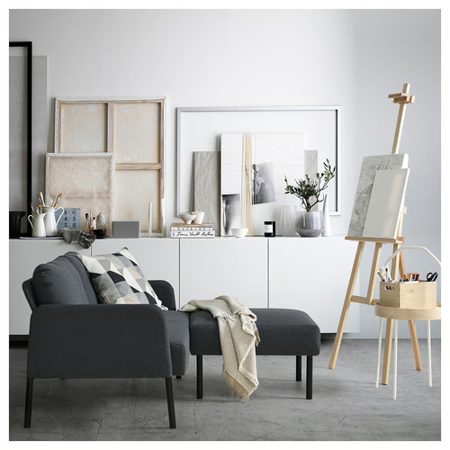 GLOSTAD 2-seat sofa with chaise longue, Knisa dark grey
