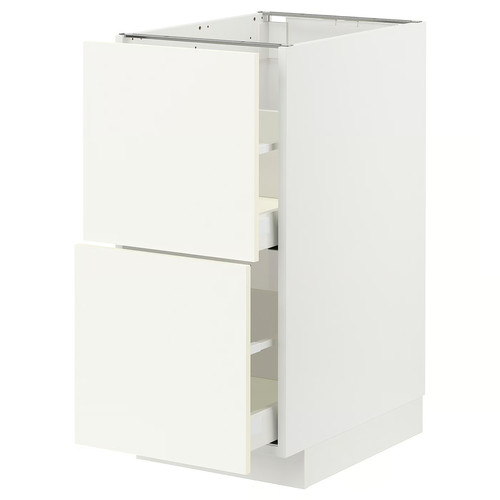 METOD / MAXIMERA Base cb 2 fronts/2 high drawers, white/Vallstena white, 40x60 cm