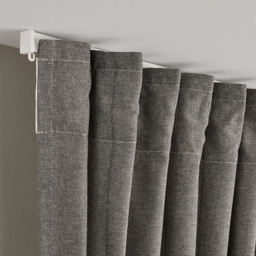 LENDA Curtains with tie-backs, 1 pair, dark grey, 140x300 cm