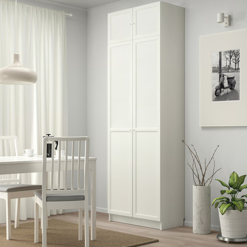 BILLY / OXBERG Bookcase w height extension ut/drs, white, 80x42x237 cm