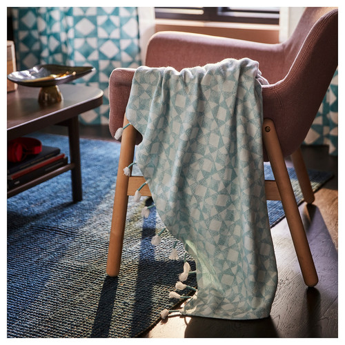 GOKVÄLLÅ Throw, blue, 130x170 cm