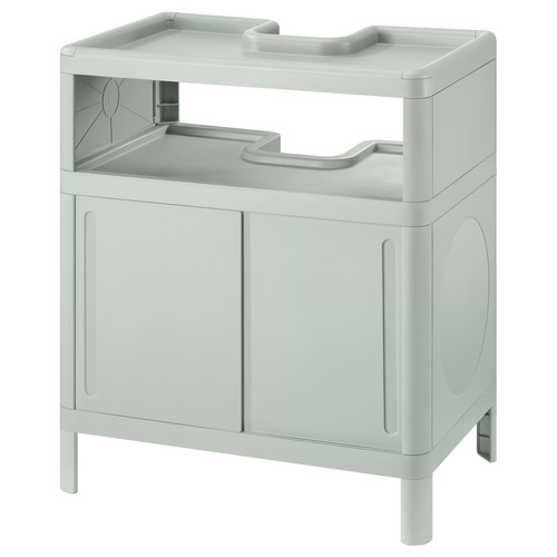 IVÖSJÖN Wash-basin base cabinet, with sliding doors/green, 50x33x57 cm