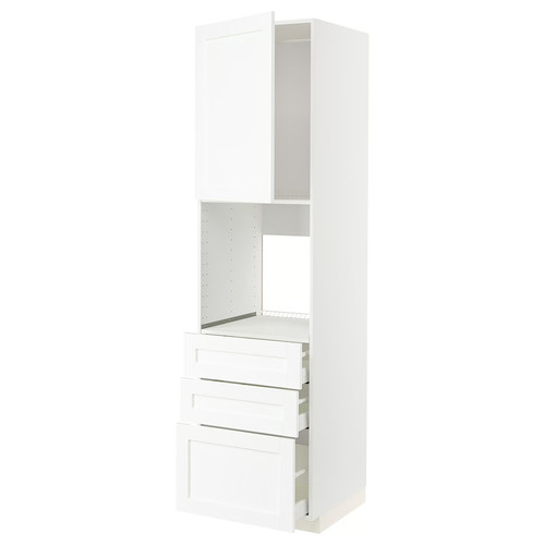 METOD / MAXIMERA High cab f oven w door/3 drawers, white Enköping/white wood effect, 60x60x220 cm