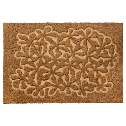 HÄNGBRO Door mat, flower natural colour/beige, 40x60 cm