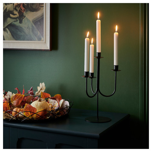 HÖSTAGILLE Candelabra, black, 37 cm