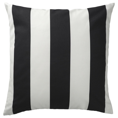 SLÅNHÖSTMAL Cushion cover, black white/stripe pattern, 50x50 cm