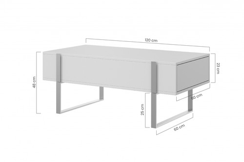 Coffee Table with 2 Drawers Verica, biscuit oak/black legs