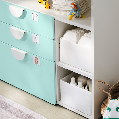 SMÅSTAD Changing table, white pale turquoise, with 3 drawers, 90x79x100 cm