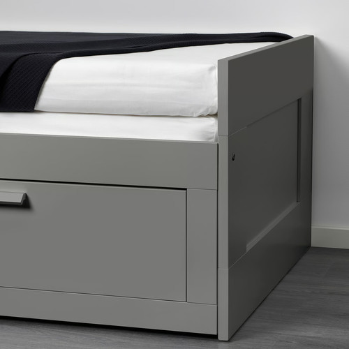 BRIMNES Day-bed frame with 2 drawers, grey, 80x200 cm