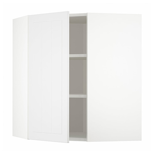 METOD Corner wall cabinet with shelves, white/Stensund white, 68x80 cm
