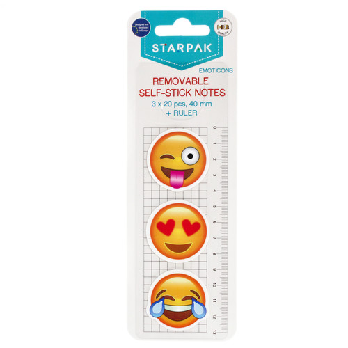 Removable Self-stick Notes Emoji 40mm, 3x 20pcs