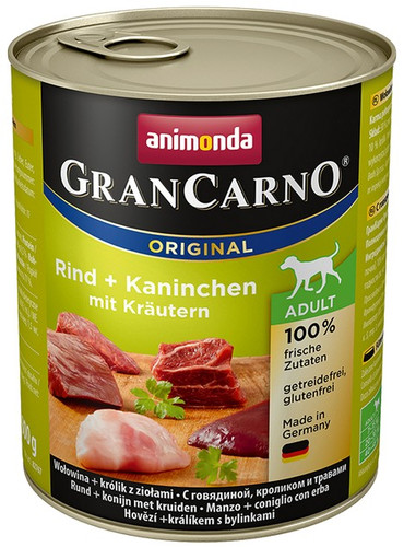 Animonda GranCarno Adult Beef, Rabbit & Herbs Dog Wet Food 800g
