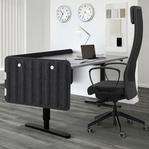 EILIF Screen for desk, dark grey, 160x48 cm