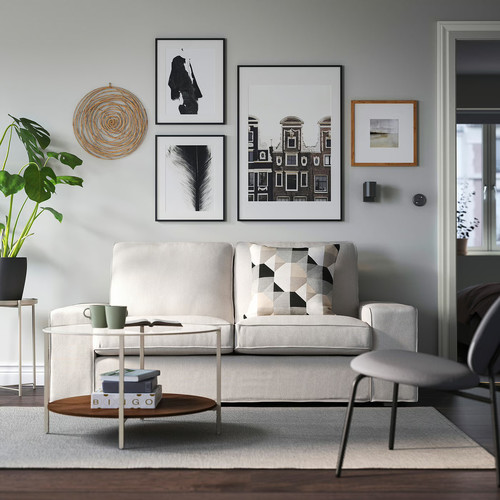 VITTSJÖ Coffee table, light beige/glass, 75 cm
